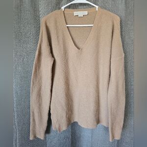 Stella McCartney Tan Cashmere & Silk V Neck Sweater Size 40 (US 4) Italian